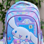Light blue and lavender tie-dye Cinnamoroll backpack with a 3D front panel featuring Cinnamoroll playing a guitar