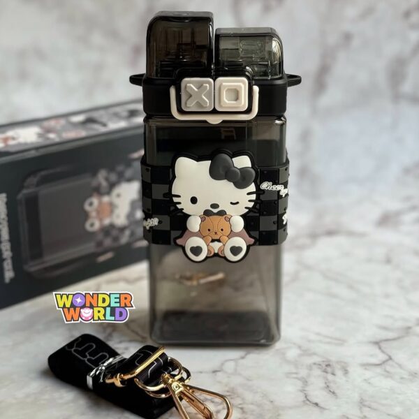 BLACK HELLO KITTY TWO SIDE WATER BOTTLE - WW437